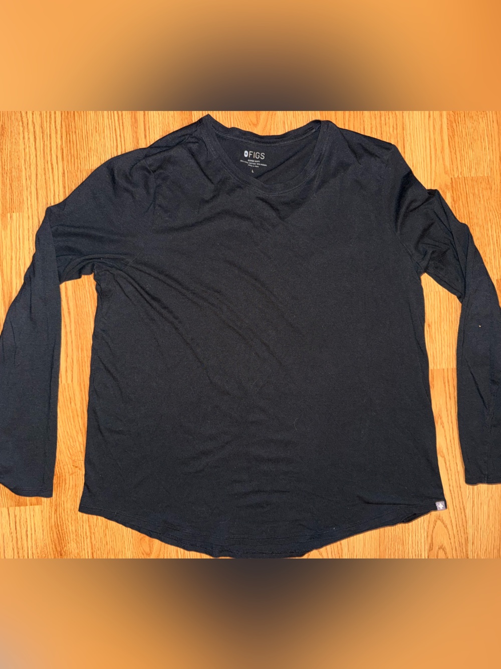 Figs Super Soft Pima Cotton Modal Black Long Sleeve Base Layer Nurse Top Sz L - Picture 1 of 5